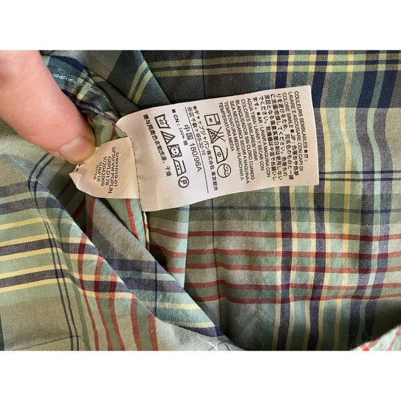 Gap Shirt Mens Size Medium Slim Fit Button Up Collared Green Plaid Casual Shirt - Picture 7 of 13